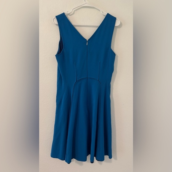 Rebecca Taylor V Neck Sleeveless Fit n Flare Dress Blue Career Cocktail Size 8 - Picture 2 of 10